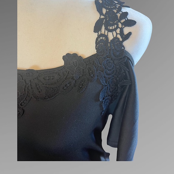 Embroidery Lace Top- Black - Picture 2 of 5